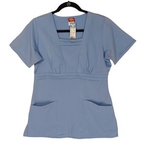 DICKIES Periwinkle Blue Short Sleeve Nurse Uniform Scrub Top XSmall NWT